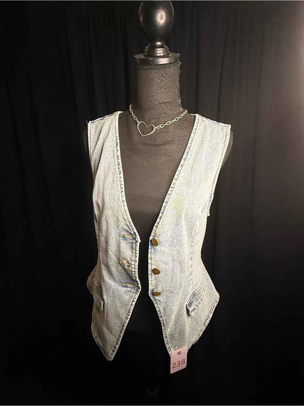 Light Blue Denim Vest - Women's Sleeveless Button Front